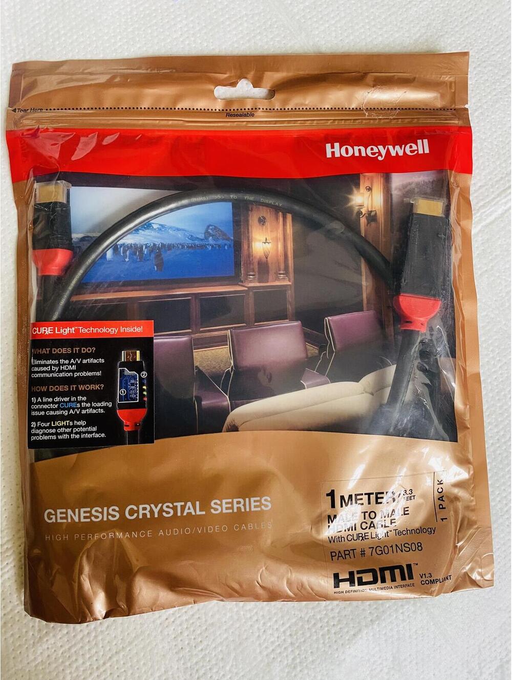 Honeywell Genesis Crystal Series 1 Meter HDMI Cable with CUBE Light Technology